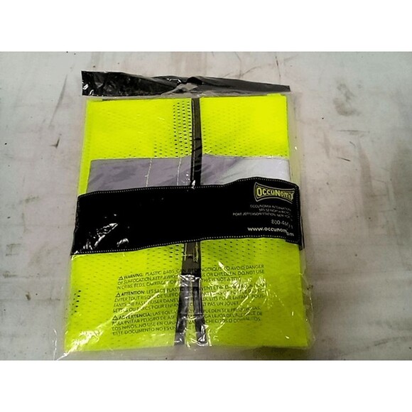 OCCUNOMIX High Visibility Vest: ANSI Class 2, U, 2XL/3XL, Lime, Polyester, H&L - Picture 2 of 5